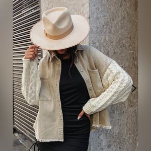 NWT Stitch + Feather Shacket. Jacket. Sweater. Jean jacket. Size Small/Med.